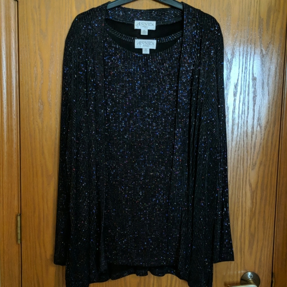 Multi-color Shimmer tank and cardigan set